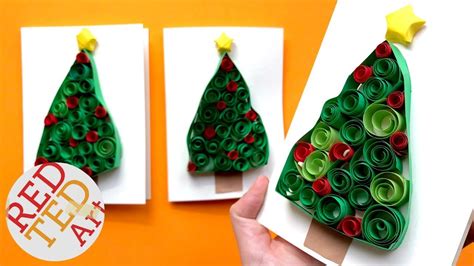 3d Christmas Tree Card Diy Easy Quilling For Beginners Paper Christmas