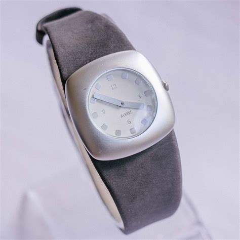 Silver Tone Square Dial Alessi Watch Italian Designer Unisex Watch