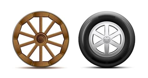 Free Vector Wheel Evolution Comparative Design Concept With Wooden