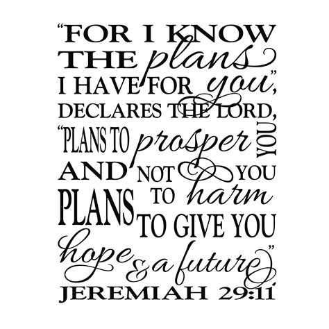 Jeremiah 29v11 Vinyl Wall Decal 9 For I Know The Plans I Have For You