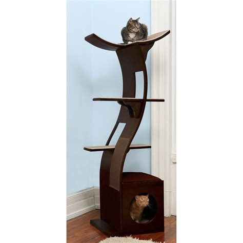 The Refined Feline Lotus Cat Tower In Espresso Cat Tree