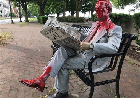 Harrisburgs Iconic Statue Of Man Reading Newspaper Vandalized