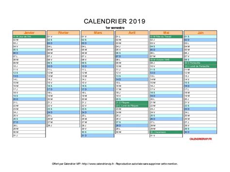 Calendrier 2019 À Imprimer Gratuit En Pdf Et Excel Avec Calendrier 2019