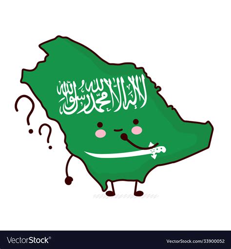 Cute Happy Saudi Arabia Map And Flag Character Vector Image
