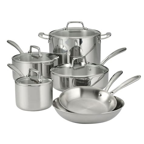 Tramontina 10 Piece Tri Ply Clad Stainless Steel Cookware Set With