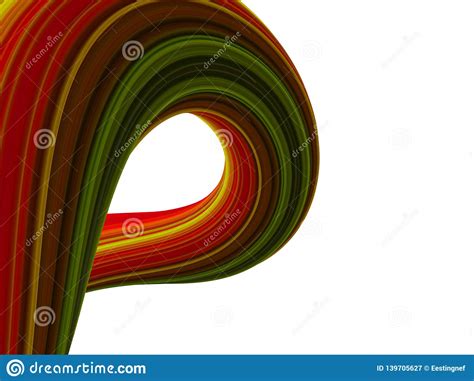 Twisted Abstract Striped Shape 3d Rendering Illustration Stock