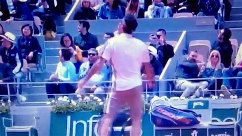 Roger Federer Appears To Hit Ball At Spectator Youtube