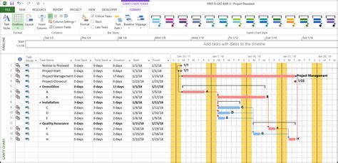 Insert new tasks by inserting new rows. Displaying Free Float and Total Float Gantt Chart Bars in ...
