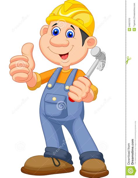 Cartoon Construction Worker Repairman Stock Photo Image