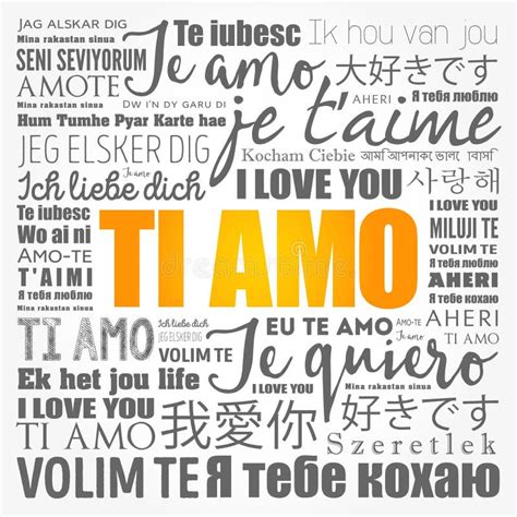 Ti Amo Te Amo En Italiano En Diferentes Idiomas Stock De Ilustración