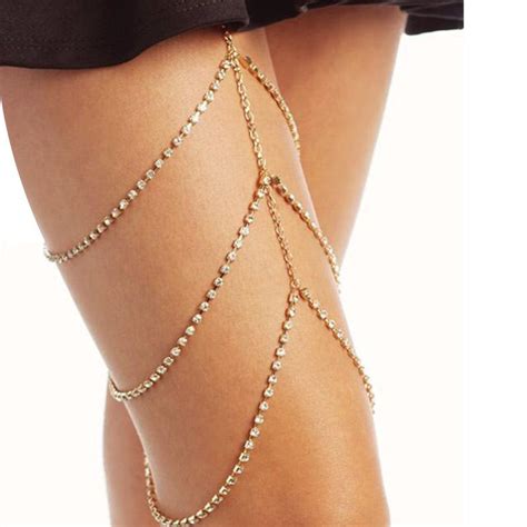 2020 3 Layers Shiny Rhinestone Body Chain Fashion Leg Chain Thigh
