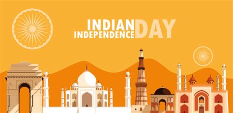 Indian Independence Day Poster With Group Of Buildings 691388 Vector Art At Vecteezy