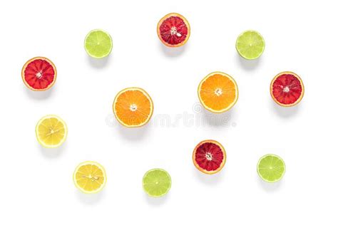 Halves Of Citrus Fruits Isolated On White Background Fresh Orange