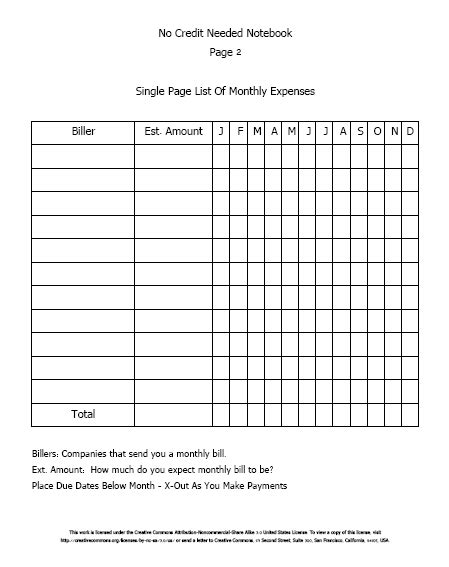 images  printable monthly bill spreadsheet  printable