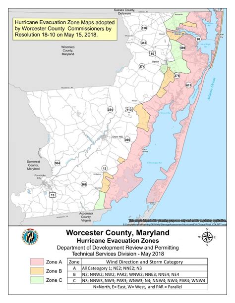 Evacuation Zones Map Worcester County