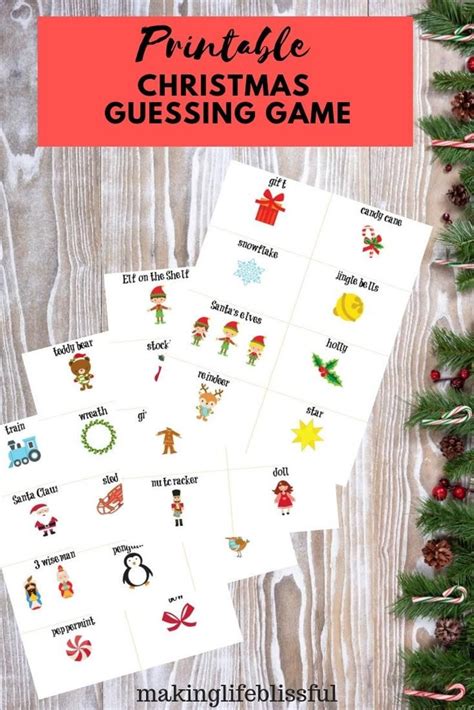 Printable Christmas Guessing Game Cards For Charades Etsy Printable