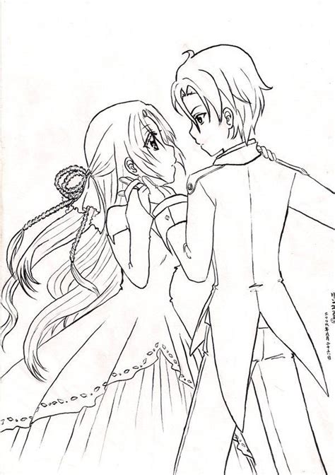 Anime Couple Outline Coloring Pages
