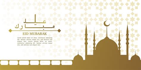 Ilustrasi Idul Fitri Dengan Siluet Masjid Berwarna Emas Dengan Latar