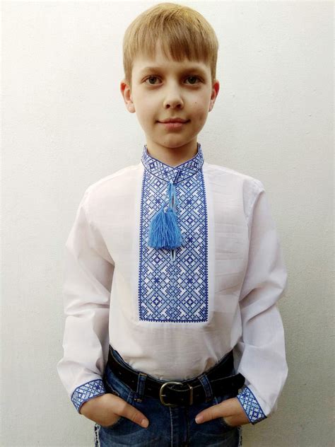 Вышиванка для мальчика как раз есть на aliexpress! Детская вышиванка для мальчика Данило вышивка сине-голубая ...