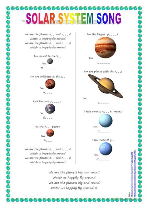 Song For Kids Planets Solar System Song English Esl