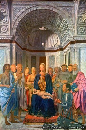 Piero Della Francesca Enthroned Madonna And Saints Adored By Federico