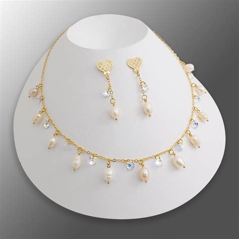 Collar Mujer Perlas Natural Cultivadas Y Swarovski Chapa Oro 79 990 En Mercado Libre