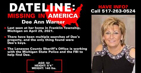 Brother Pushing For Answers In April 2021 Disappearance Of 52 Year Old Dee Ann Warner From