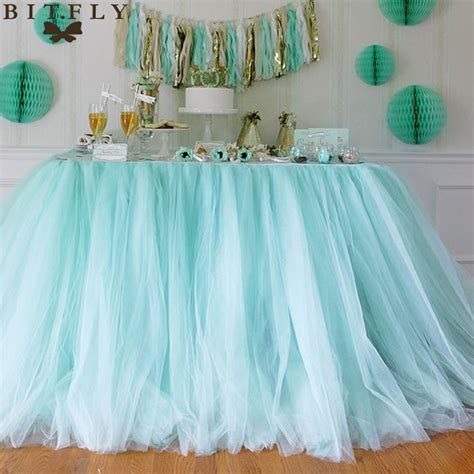 Add a ballerina's tutu to baskets and jars. 5pcs 100*80cm DIY Tulle Tutu Table Skirt Table skirting Baby Shower Birthday banquet Wedding ...