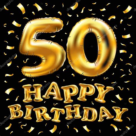Vector Feliz Cumpleaños 50º Celebración Globos De Oro Y Purpurina De