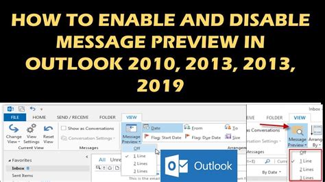 How To Enable And Disable Message Preview In Outlook 2010 2013 2013