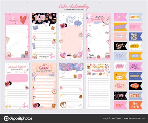 Collection Weekly Daily Planner Note Paper List Stickers Templates