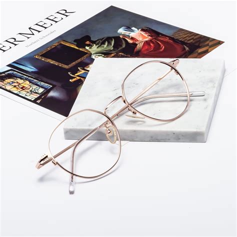 rose gold low bridge fit lightweight titanium eyeglasses 18006