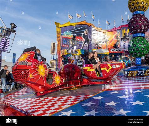 Munich Germany 2019 September 28 Visitors Enjoy On An Amusement Park