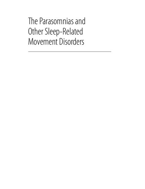 copyright page the parasomnias and other sleep related movement disorders