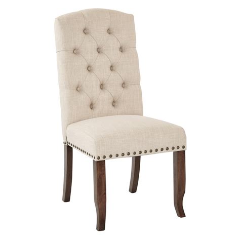 Osp Home Furnishings Jessica Tufted Dining Chair In Linen Cream Fabric
