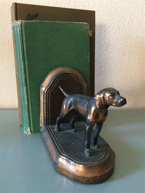 Vintage Dog Bookend Cast Metal Copper Finish Dog Bookend Etsy Dog