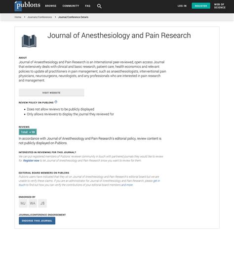 Journal Of Anesthesiology And Pain Research Open Access Journals