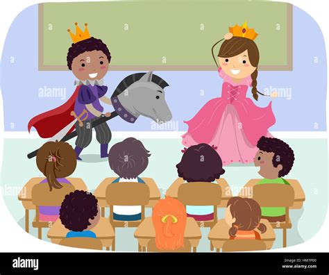 Stickman Illustration Of Children Role Playing As A Prince And A