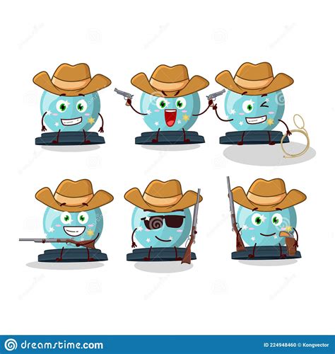 Cool Cowboy Magic Crystal Ball Cartoon Character With A Cute Hat Stock