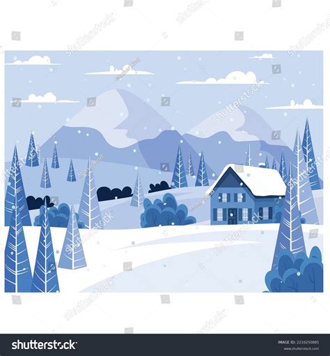 Winter Background Scene Snow Mountain Trees Stock Vector Royalty Free