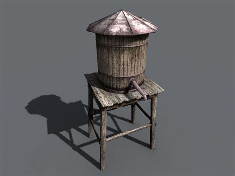 3d Model Wooden Water Tower Vr Ar Low Poly Cgtrader