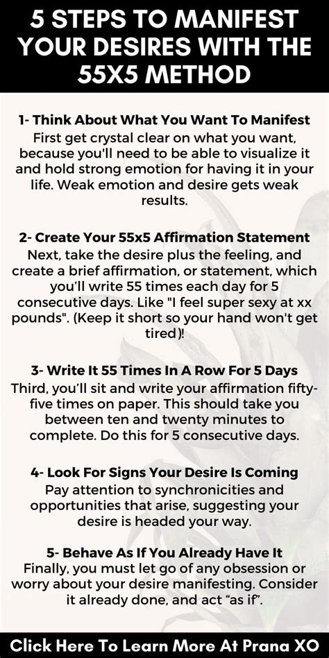 This method is one of the most powerful manifestations that works for me. How To Use The Powerful 55X5 Method To Manifest Your Every ...