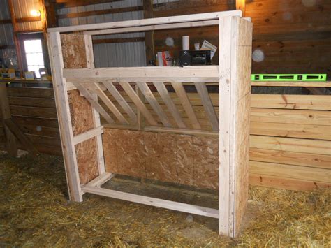 Complete with drawers to catch the poop, outside. New Goat Feeder | Hay racks, Goat feeder, Goats