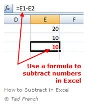 The formula is completed by pressing the enter key. WHOLE NUMBER: How to Subtract in Excel Using a Subtraction ...
