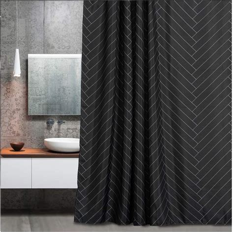 Aimjerry Black Waterproof Fabric Shower Curtain Polyester Striped 72 Geometric