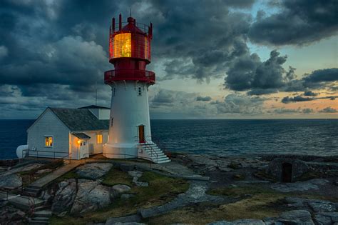 Picture Of A Lighthouse In A Storm La Jument Lighthouse At The