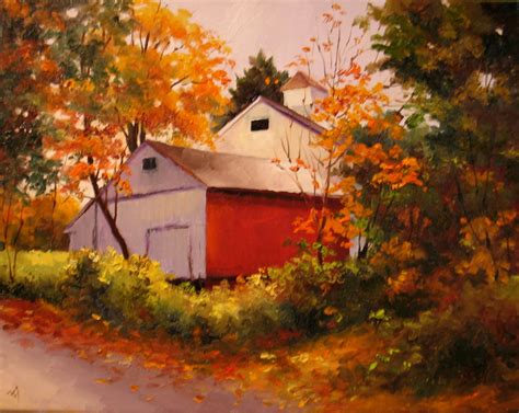 Nels Everyday Painting Barn In Fall Sold