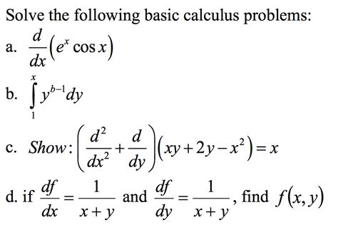 solved solve the following basic calculus problems a d