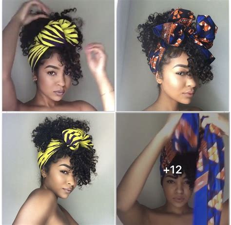 Black Women Curly Hair Style With Scarf Scarf Hairstyles Curly Hair