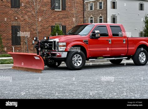 Ford Pickup Truck With Snow Plow Attachment Stock Photo Alamy